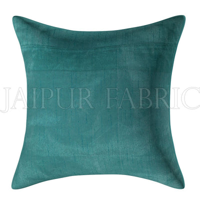 Sky Blue Base White Gota Work Border Cotton Satin Silk Cushion Cover