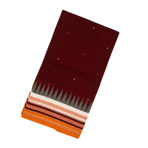 Maroon Handloom Orissa Cotton Saree With Tie & Dye Pallu