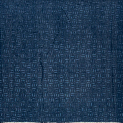 Indigo Woven Jaipur Cotton Saree With Printed Cream Floral Motifs