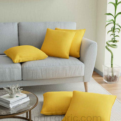 Yellow Quilted Cotton Cushion Cover