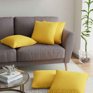 Yellow Quilted Cotton Cushion Cover