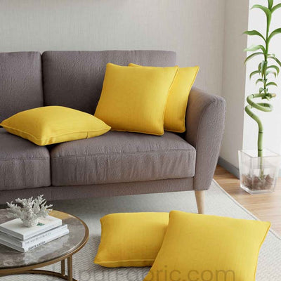 Yellow Quilted Cotton Cushion Cover
