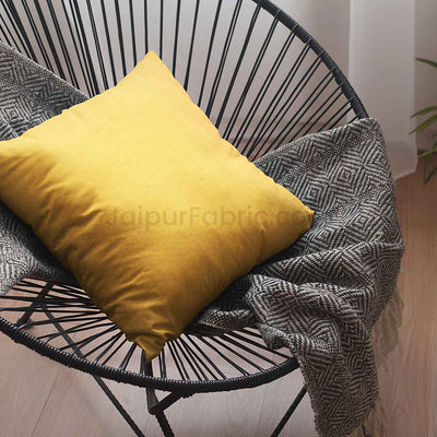Yellow Quilted Cotton Cushion Cover