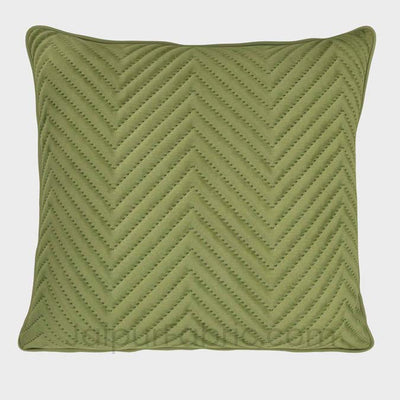 Green Herringbone Pattern Cotton Cushion Cover