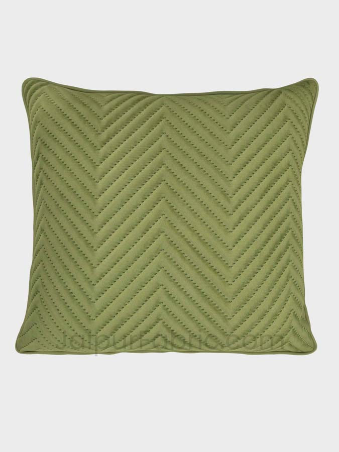 Green Herringbone Pattern Cotton Cushion Cover