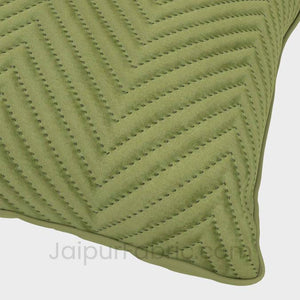 Green Herringbone Pattern Cotton Cushion Cover