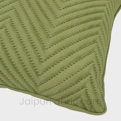 Green Herringbone Pattern Cotton Cushion Cover