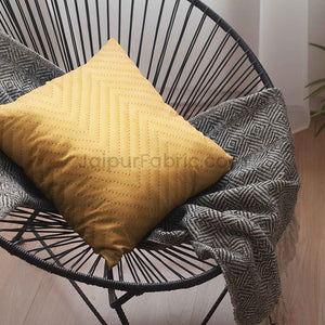 Yellow Herringbone Pattern  Cotton Cushion Cover