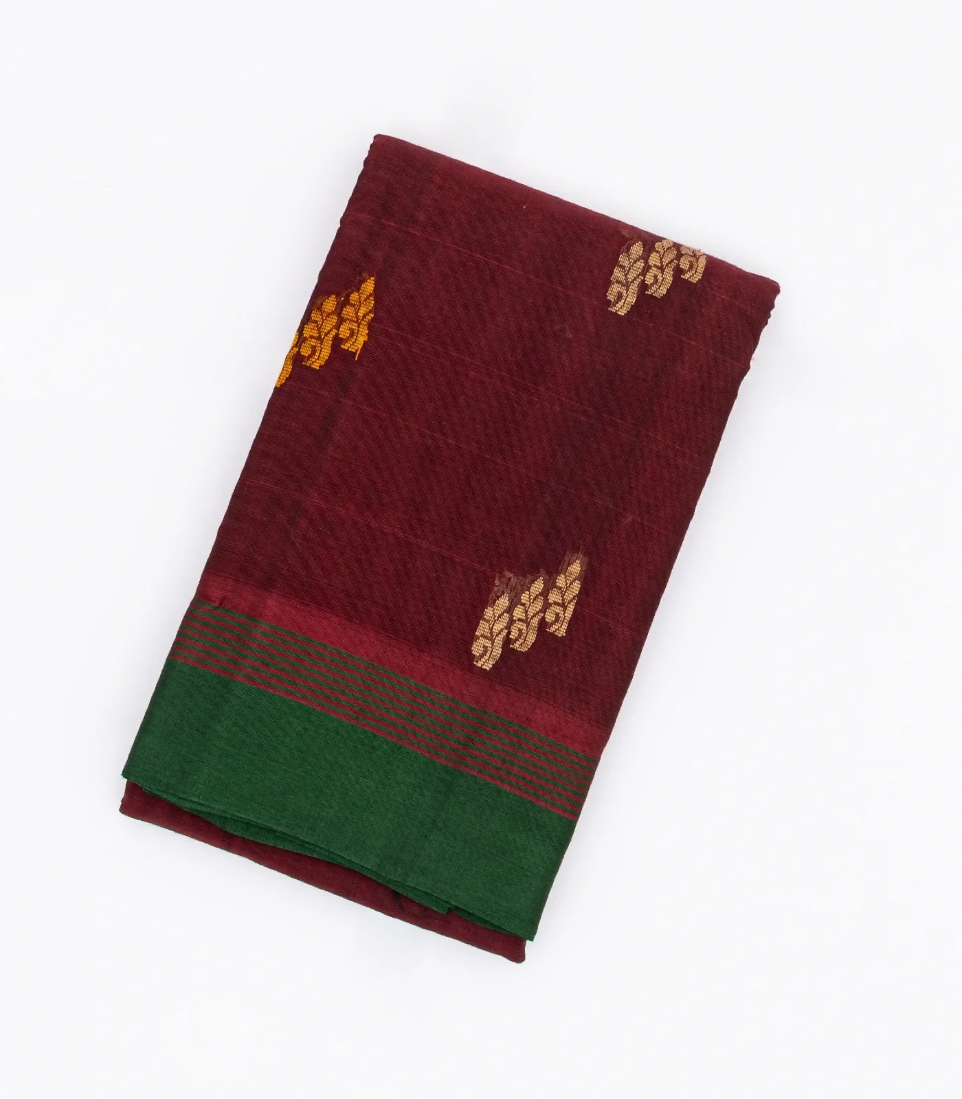 Maroon Handloom Rasipuram Cotton Saree With Floral Buttas