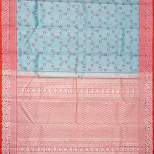 Turquoise Handloom Kanchipuram Tissue Silk Saree With Floral Motifs