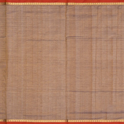 Beige Handloom Silk Cotton Saree With Checks