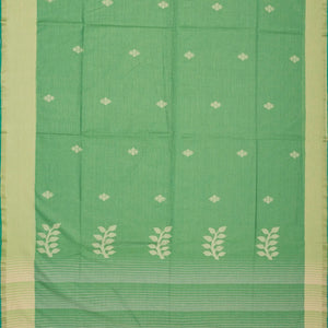 Pista Green Handloom Bengal Cotton Saree With Stripes & Buttas