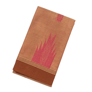 Peach Handloom Rasipuram Cotton Saree With Floral Buttas