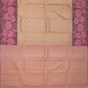 Beige Handloom Kanchipuram Silk Saree With Abstract Motifs