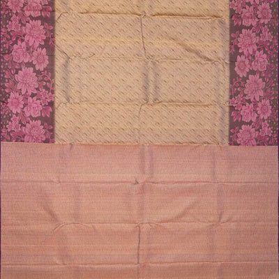 Beige Handloom Kanchipuram Silk Saree With Abstract Motifs