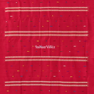 Red Habaspuri Inspired Contemporary Bomkai  Sambalpuri Silk Saree