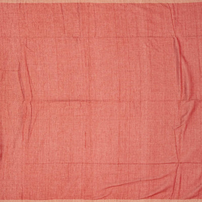 Red Handloom Bengal Cotton Saree With Floral Buttas & Stripes