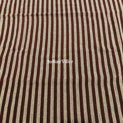 Maroon Grey Strips Organic Natural Dyed Kotpad Fabric
