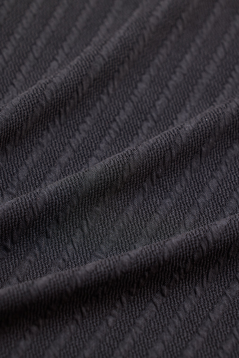 Black Textured Cuban T-Shirt
