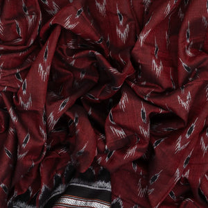 Maroon Handloom Orissa Cotton Saree With Tie & Dye Floral Motifs