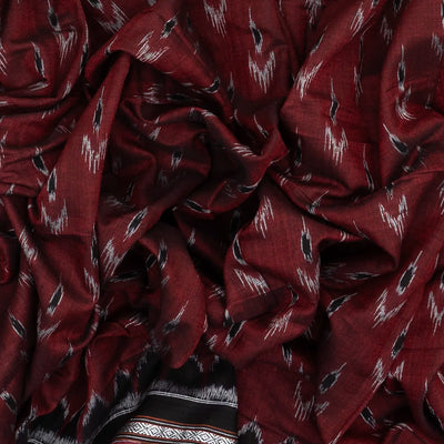 Maroon Handloom Orissa Cotton Saree With Tie & Dye Floral Motifs