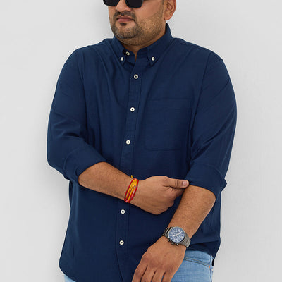 Dark Blue Button Down Regular Fit Shirt