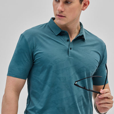 Teal Textured Stitchless Polo T-Shirt