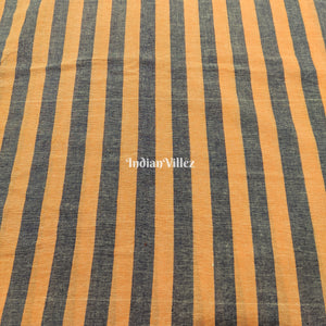Orange Gray Strips Organic Natural Dyed Kotpad Fabric