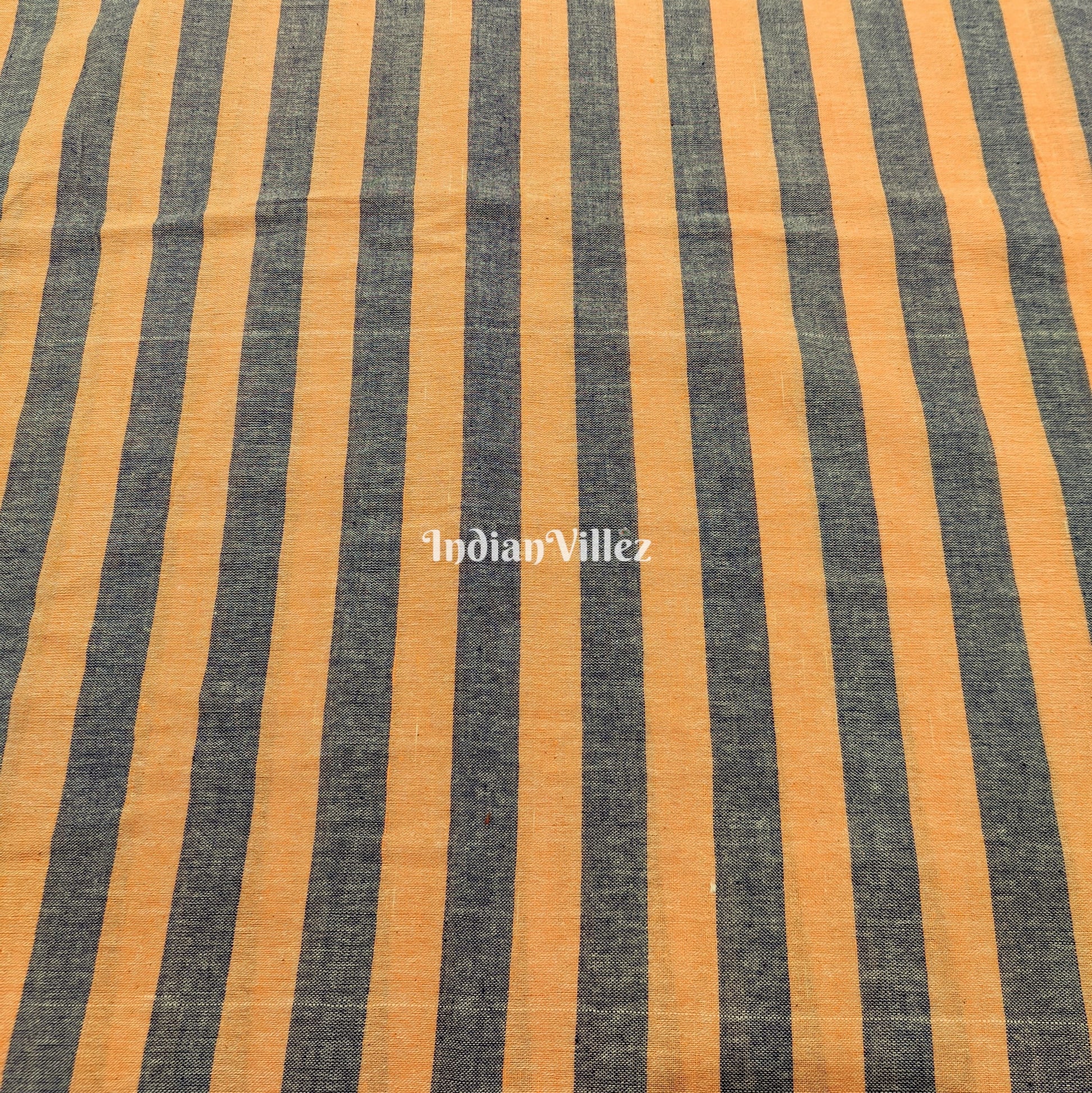 Orange Gray Strips Organic Natural Dyed Kotpad Fabric