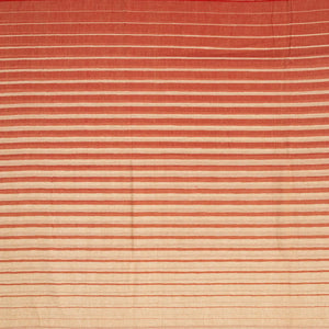 Rust Handloom Bengal Cotton Saree With Beige Stripes