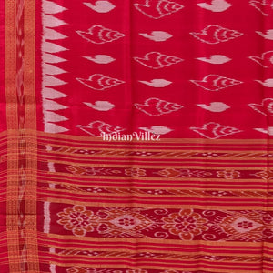 Red Sankha Odisha Ikat Khandua Silk Saree