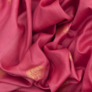 Pink Handwoven Tussar Georgette Silk Saree With Flower Bud Butta & Vine Motifs in Turquoise Border-Pink