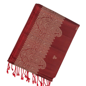 Maroon Handloom Soft Silk Saree With Floral Buttas