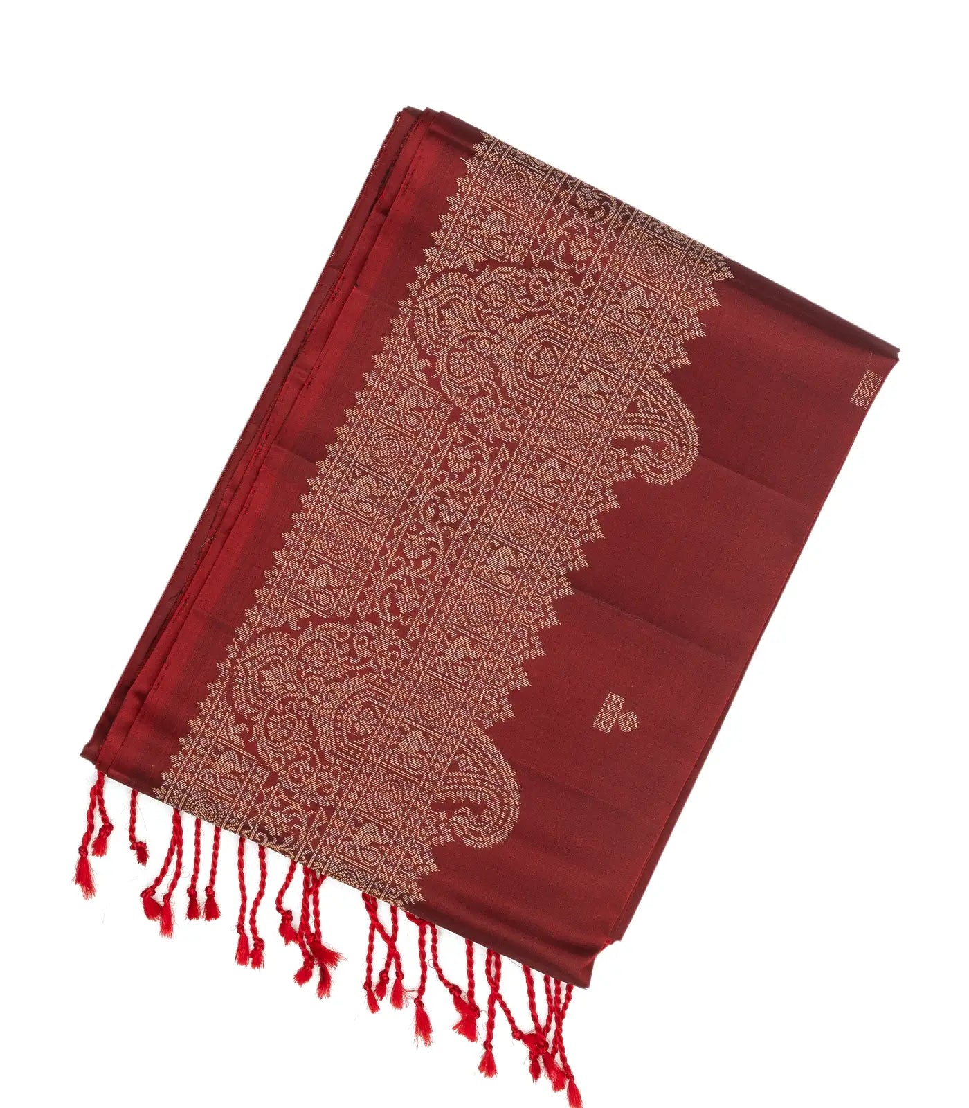 Maroon Handloom Soft Silk Saree With Floral Buttas