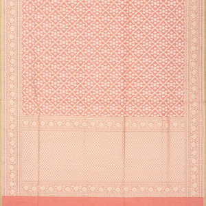 Peach Handwoven Banarasi Silk Cotton Saree With Floral Jaal Motifs