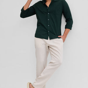 Dark Green Checks Slim Fit Shirt