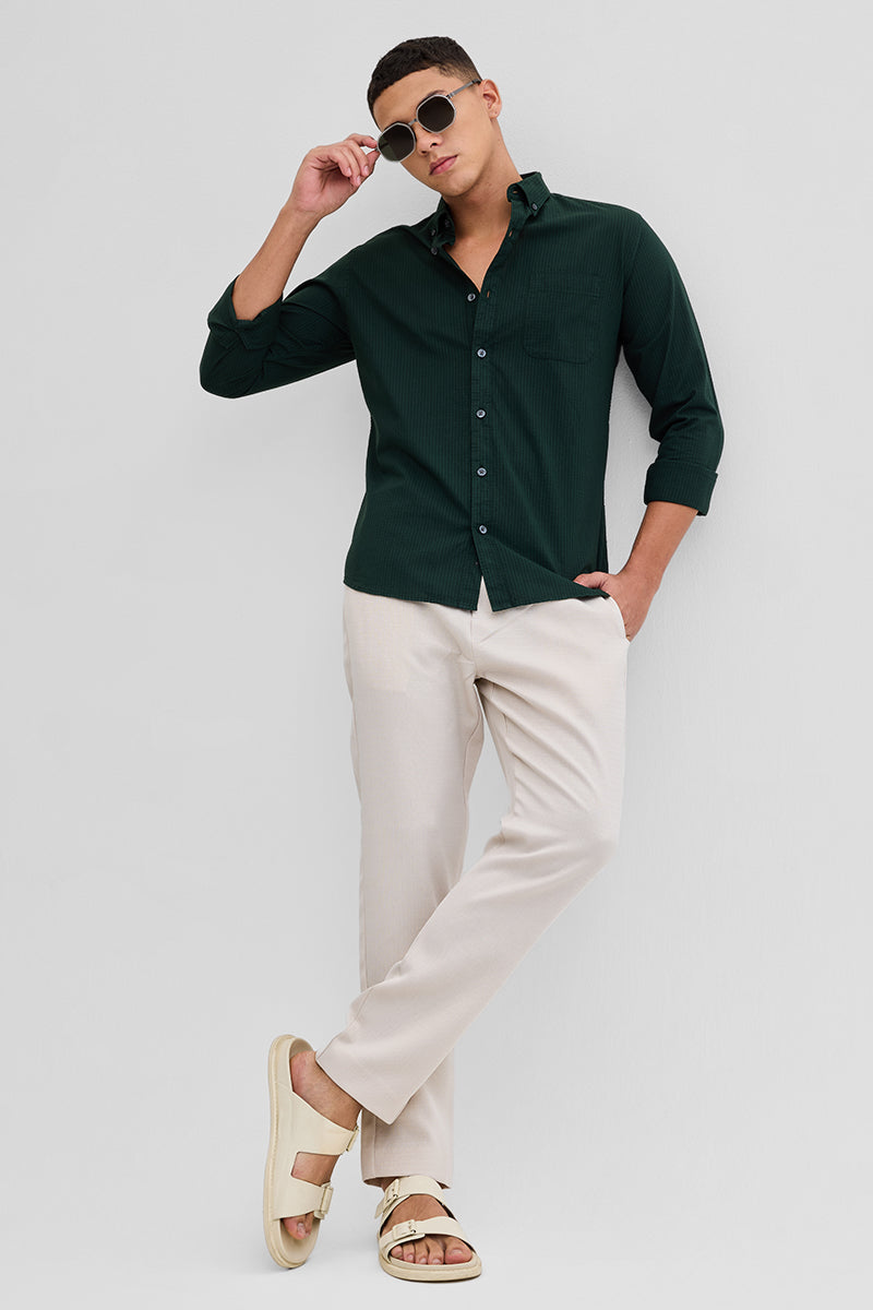 Dark Green Checks Slim Fit Shirt