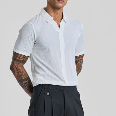 White Textured Polo T-Shirt