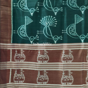Rama Green Odisha Ikat Designer Contemporary Silk Saree