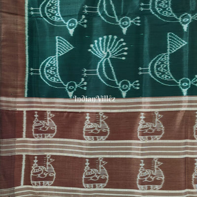 Rama Green Odisha Ikat Designer Contemporary Silk Saree