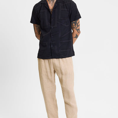 Black Geometric Box Fit Shirt