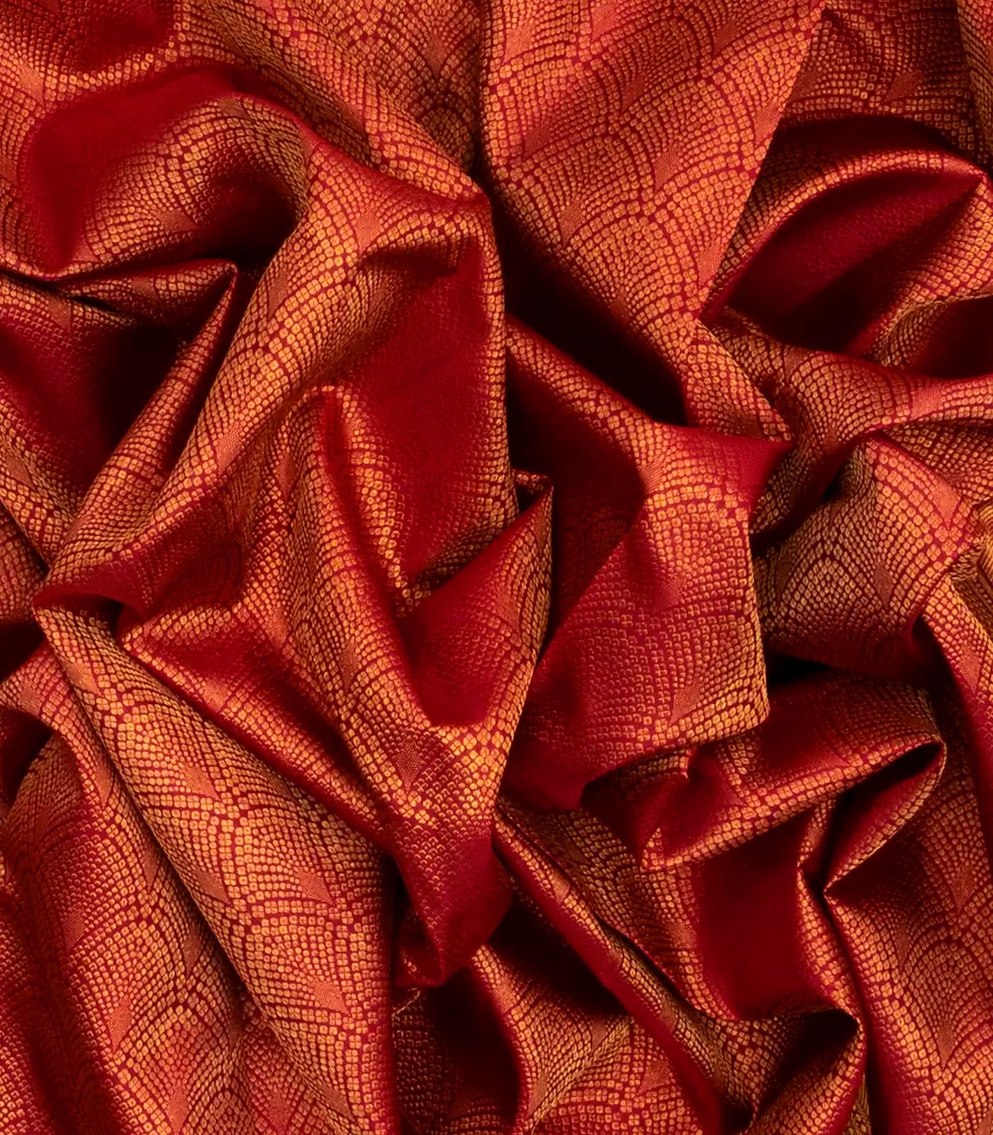 Crimson Handloom Kanchipuram Silk Saree With Jaal Motifs