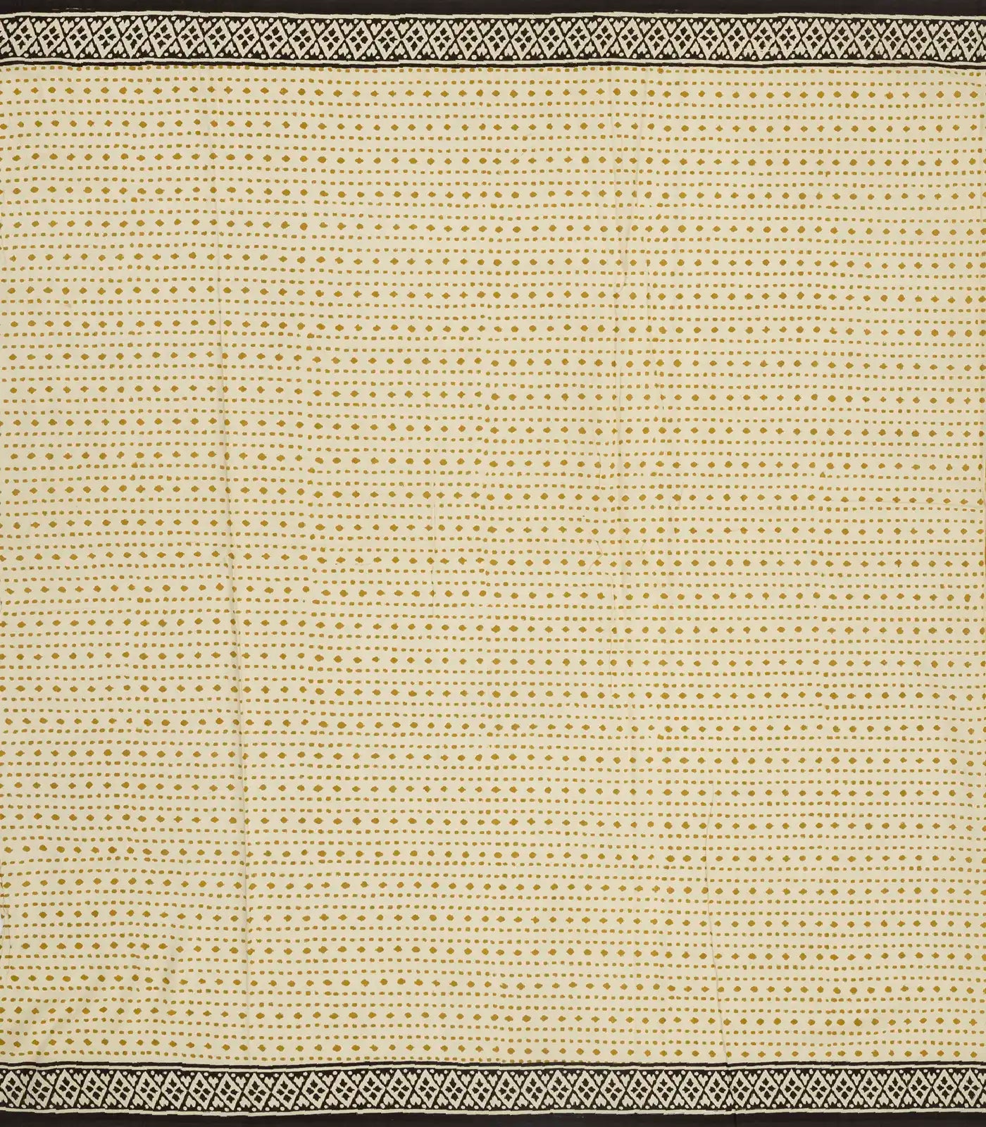 Cream Woven Jaipur Cotton Saree Printed With Gold Stripes