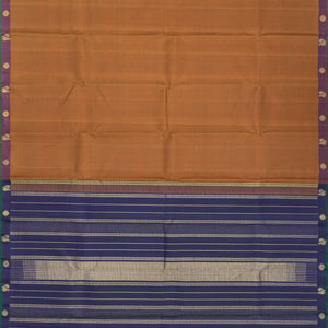 Brown Handloom Kanchipuram Silk Saree With Checks