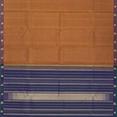 Brown Handloom Kanchipuram Silk Saree With Checks
