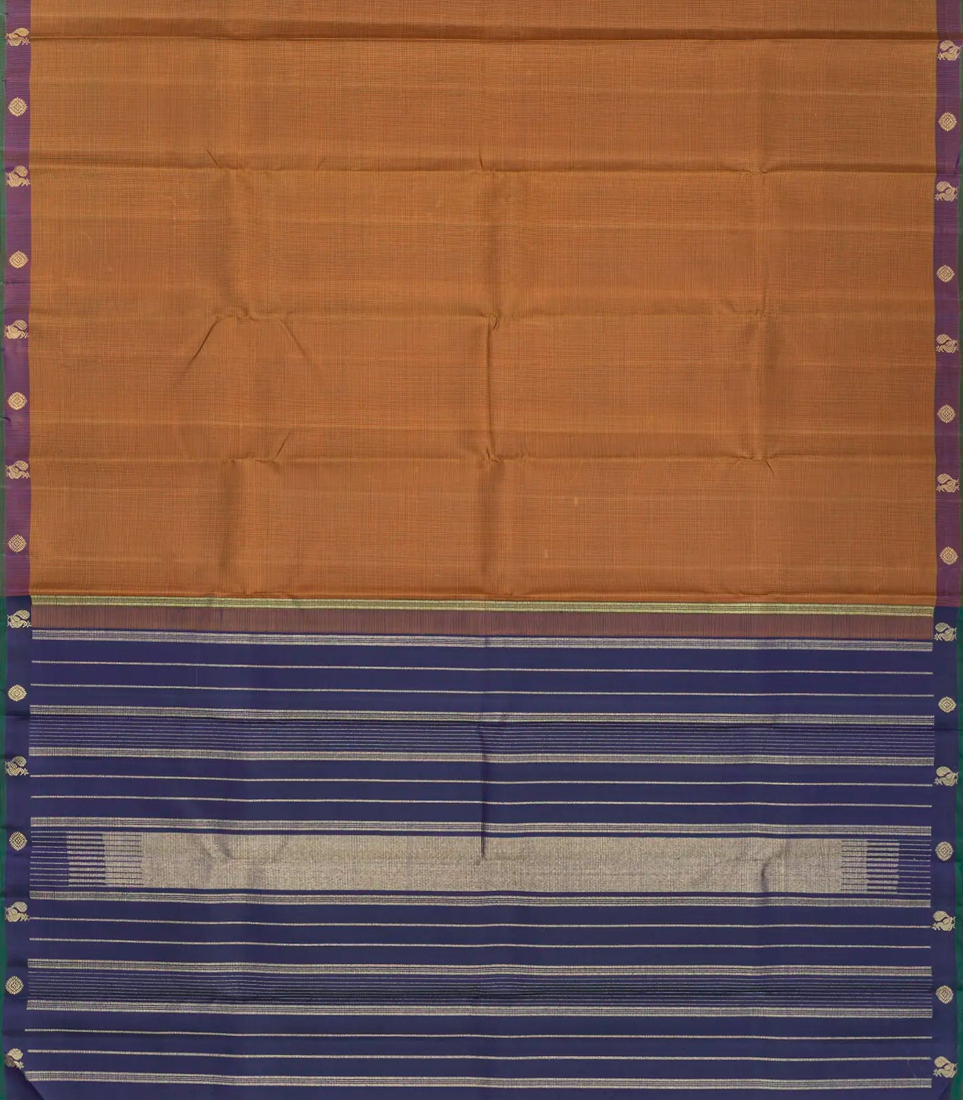 Brown Handloom Kanchipuram Silk Saree With Checks