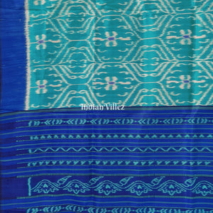 Turquoise Blue Odisha Handloom Contemporary Silk Saree