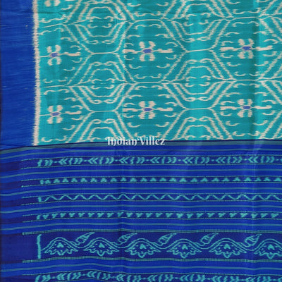 Turquoise Blue Odisha Handloom Contemporary Silk Saree