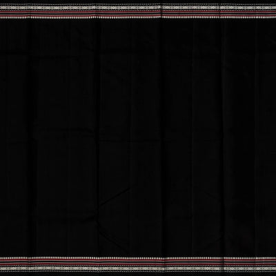White Handloom Kanchipuram Korvai Silk Saree With Black Border