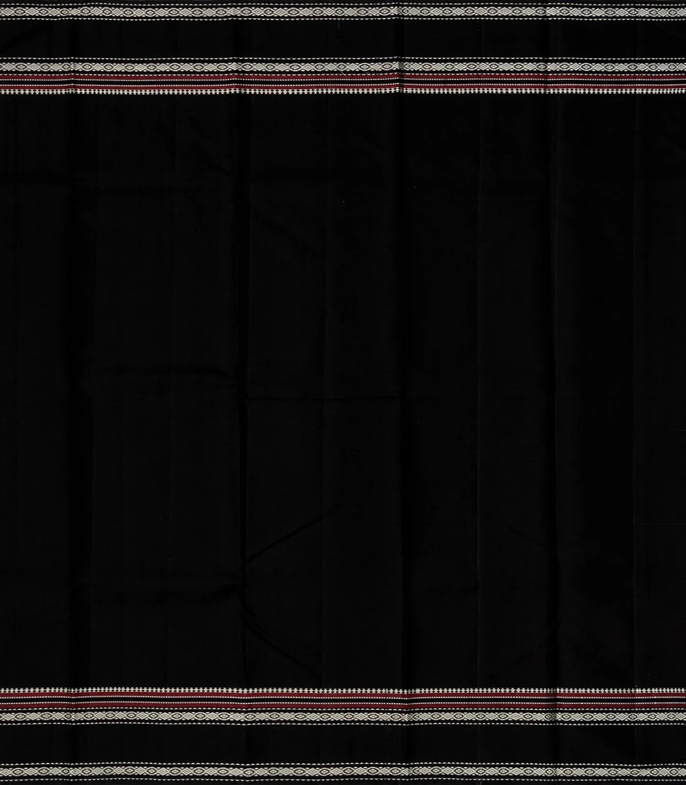 White Handloom Kanchipuram Korvai Silk Saree With Black Border